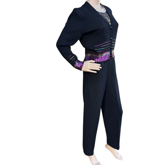 Vintage St. John Santana Knit 2pc Paillette Jacket & Pant Set Size 4 - Picture 13 of 15